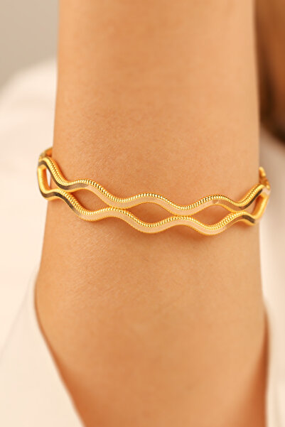 Çgk Çiğdem Gürel Kuyumculuk 14K Altın Dalga Model Kadın Kelepçe Bilezik – Şık...