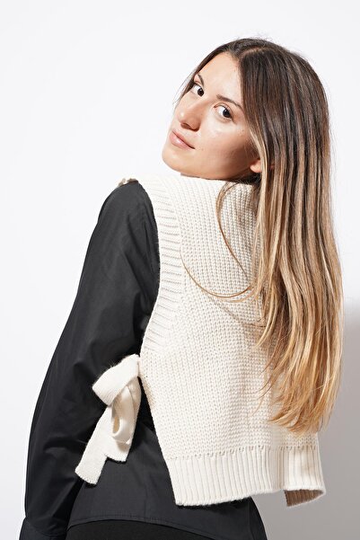 Pafi Moda Senta Ribbon Sweater Cream
