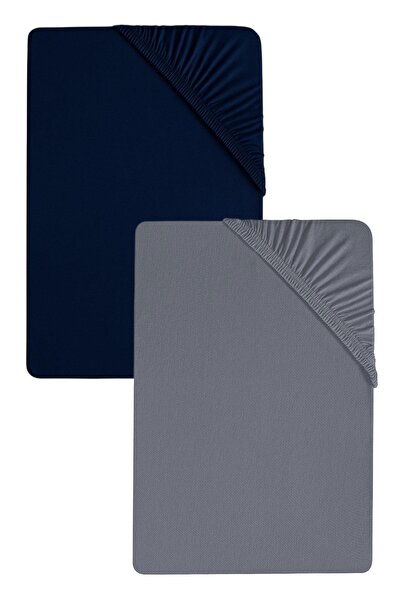 COTENCONCEPT 2 Pieces Plain Cotton Double 180 X 200 cm Elastic Combed Bed Sheet