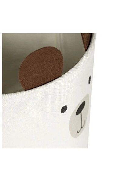 OEM Storage basket for children's room, 3D bear model, textile, ecru, Ø25x20cm