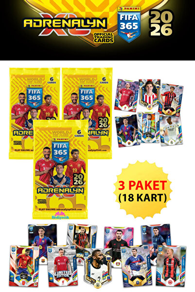 Panini بطاقات تداول فيفا 365 أدرينالين إكس إل 2026 للاعبي كرة القدم، 3 حزم (18 بطاقة)