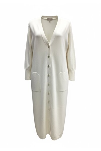 ECE GİYİM Women's Buttoned Front V-Neck Pocketed Seasonal Cardigan