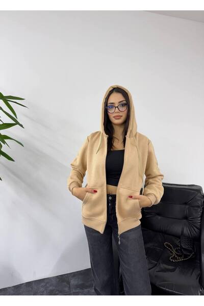 SHEZAN MODA Women's Zippered Hooded Kangaroo Pocket Sweatshirt Jacket Bb-1000...