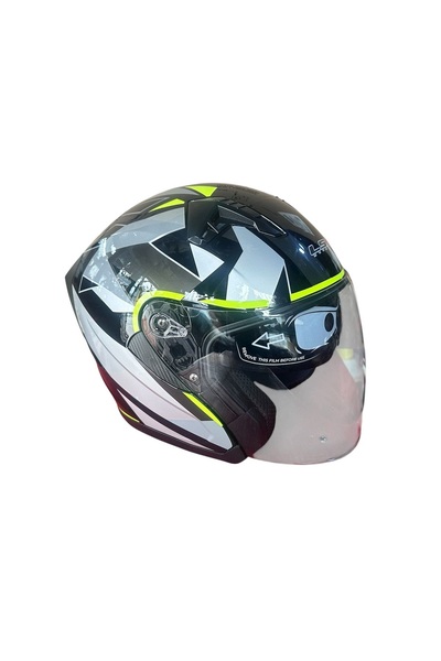 monero LS5 Yarım Kask Güneş Vizörlü Gri Siyah Large (L)