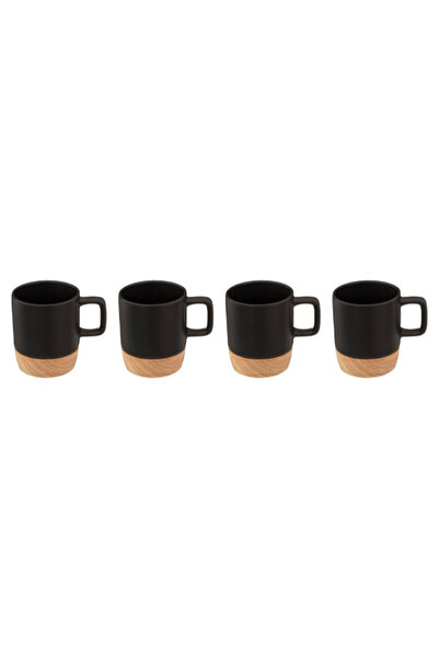 Secret de Gourmet 4-Piece Modern Wood Coffee Cup Set 120ml