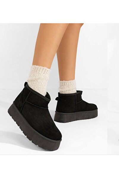 MAXORA SHOP Botine îmblănite damă tip UG cu platformă de 4.5 cm