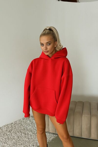 BENROMA سترة رياضية بقلنسوة مطبوعة من القطن الممشط بثلاثة خيوط للجنسين