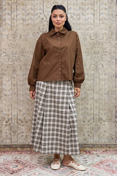 KÜÇÜĞÜM BUTİK Πουκάμισο από ποπλίνα καφέ