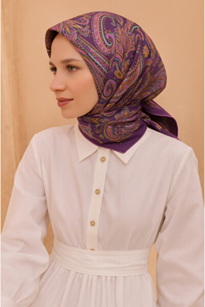 Belli Φουλάρι Tivil Pure Silk 4202 - 31 Μωβ έθνικ σχέδιο