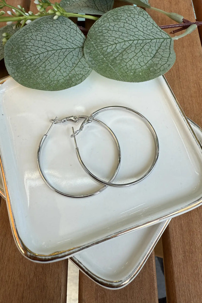 AURA ATELIER Çelik Halka Küpe Silver ÇAP 4 CM