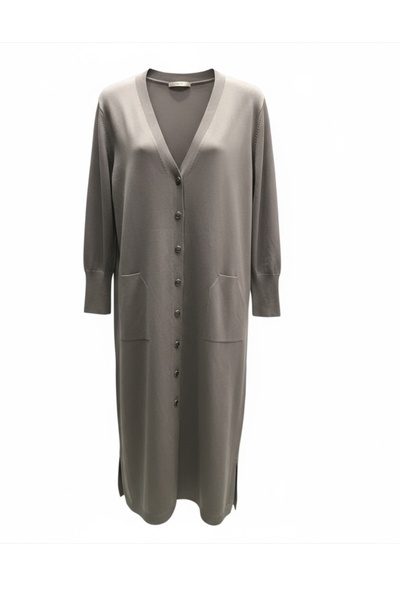 ECE GİYİM Women's Buttoned Front V-Neck Pocketed Seasonal Cardigan