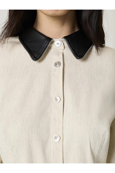 Nocturne Deri ve Fermuar Detaylı Gömlek