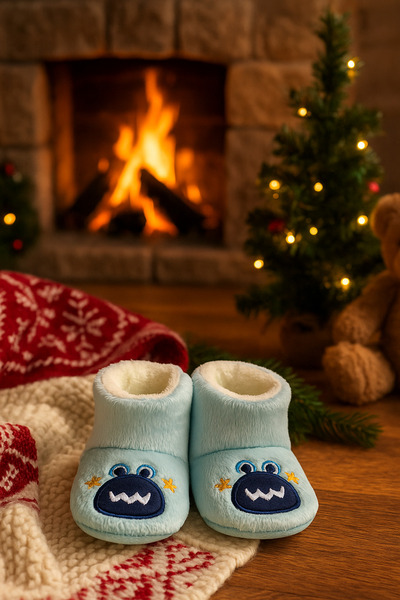 Midimax Peluş Bebek ve Çocuk Panduf Ev Botu – Kışlık Kaymaz Tabanlı Patik