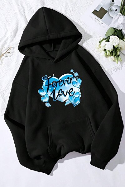 trendypassion سترة فوريفر لوف مطبوع للجنسين قصة فضفاضة