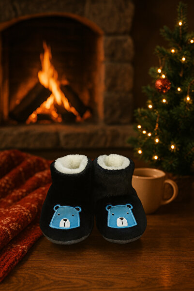 Midimax Peluş Bebek ve Çocuk Panduf Ev Botu – Kışlık Kaymaz Tabanlı Patik