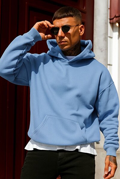 BENROMA Hanorac unisex cu glugă, imprimat, din bumbac pieptănat cu 3 fire