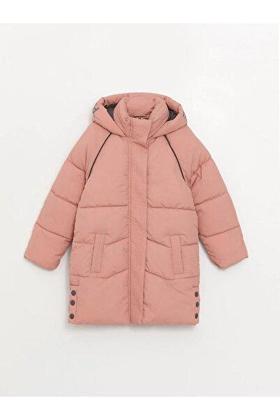 LC Waikiki LCW Kids Pembe Kapüşonlu Kız Çocuk Kaban