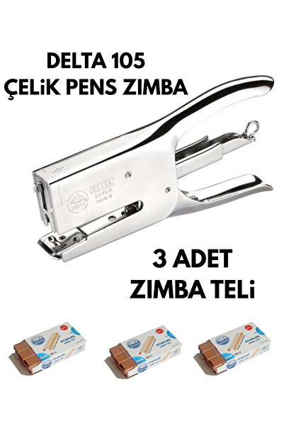 Delta Steel Collet Stapler 24/6-8 26/6-8 No.105 3 Pack Staples