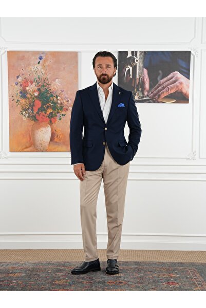 PAREZ Premium İtalyan Stil Slim Fit Erkek Punto Dikişli Yarım Astarlı Ceket X...