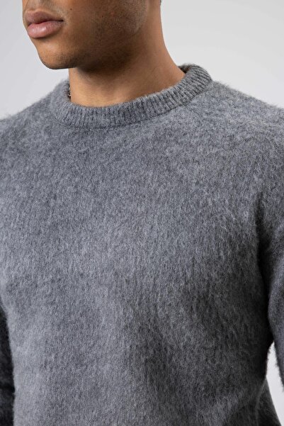 VAMOSCLO oversized Πουλόβερ με μαλακή υφή με λαιμόκοψη γκρι