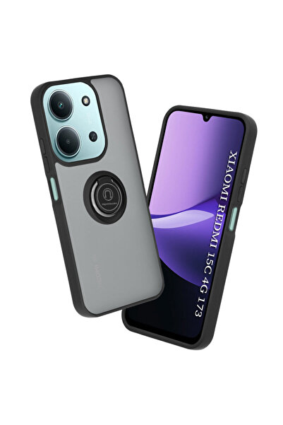 Techsuit Husa Xiaomi Redmi 15C 4G Glinth cu inel magnetic pentru suport, Negru