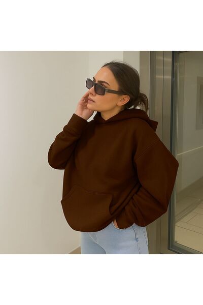 E-ROMA Hanorac unisex cu glugă, imprimat, din bumbac pieptănat cu 3 fire