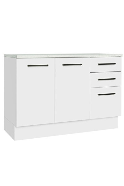 Tdesigno Yale Mutfak Alt Modül 3 Çekmeceli -2 Kapaklı-120 Cm -tezgah Dahil