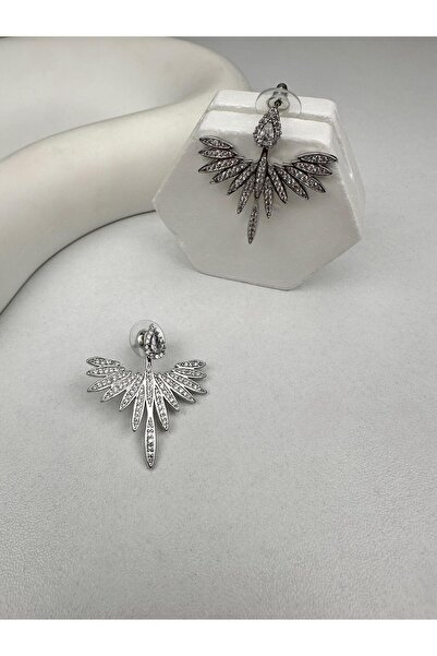 Kius أقراط فضية من السلسلة الخاصة بنمط الملاك المرصع بالأحجار