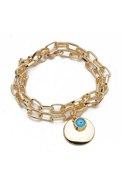 Hmd Gold Yellow Double Wrapped Evil Eye Bracelet