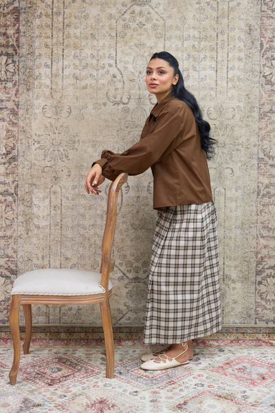 KÜÇÜĞÜM BUTİK Πουκάμισο από ποπλίνα καφέ