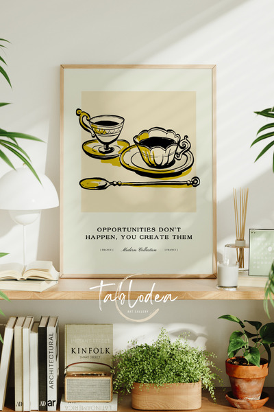 tablodea Tablou decorativ vintage elegant pentru colțul de cafea, cu poster î...