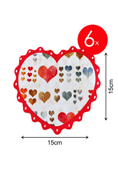 tarzınısec Colorful Hearts \ Coffee Side Napkin, Presentation Napkin, Cocktail Napkin, Coaster Set of 6