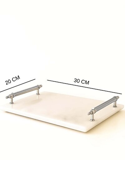 Jenisa Silver Handle Marble Multi-Purpose Presentation Tray - Promise & Engagement Ring Tray