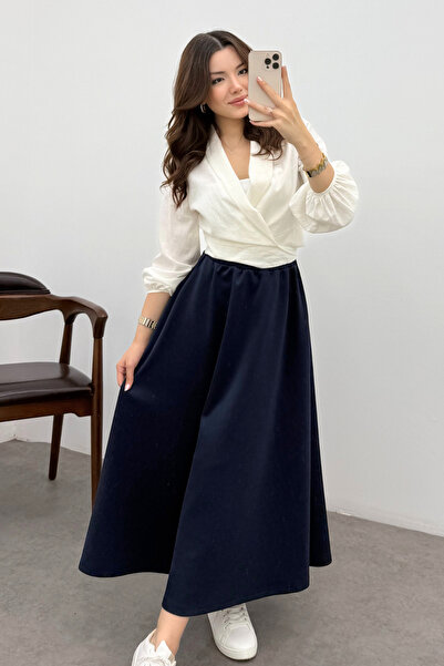 Bipantolon Жіноча синя спідниця з еластичним поясом та кльош