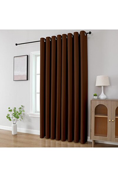 Pyramid Home Bitter Brown Color Rustic Eyelet Blackout Frequent Pleated Ring Rustic Blackout Sunshade Blackout