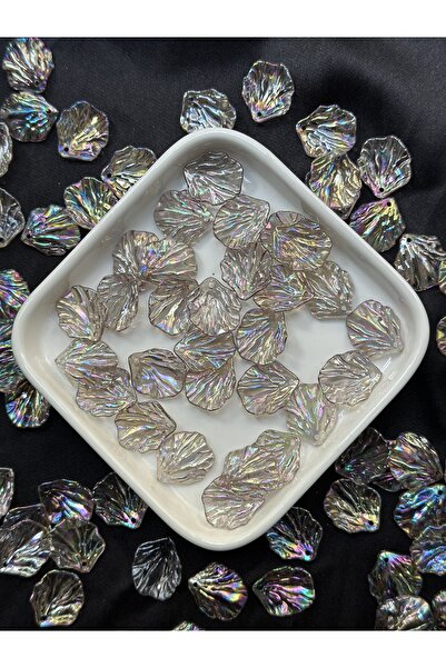 Bijumix Aksesuar 50 Adet Siyah Füme Şeffaf Janjanlı Yaprak Boncuk – 20 mm | K...