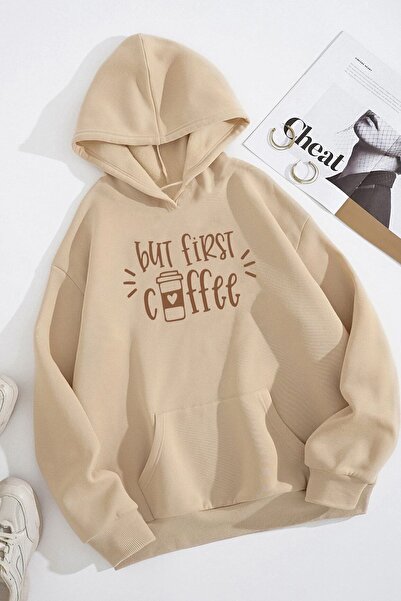 trendypassion Φούτερ Unisex Oversize But First Coffee Printed