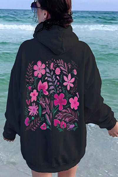 trendypassion سويت شيرت كبير الحجم مطبوع عليه زهور ربيعية
