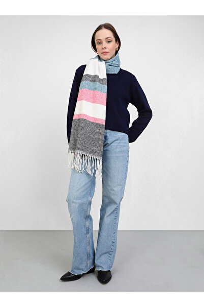 Tuva Patterned Shoulder Shawl - Blue - Pink -