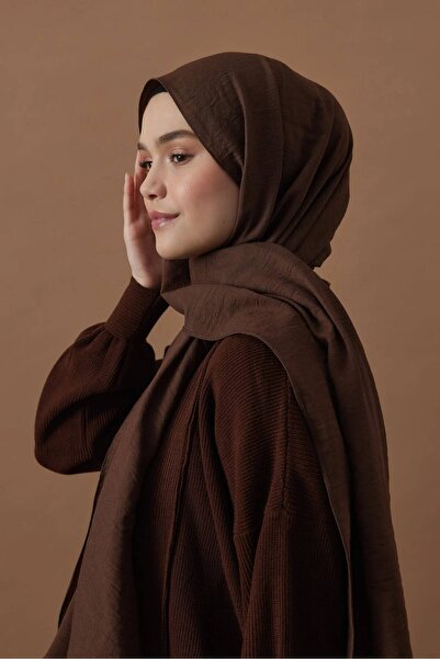 Modakaşmir Kraş Pamuk Acı Kahve Şal