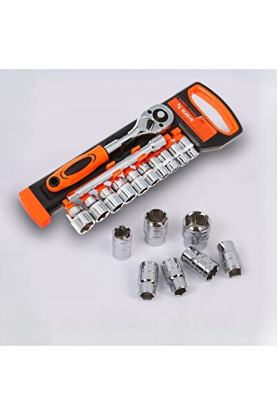 OEM Tubular Socket Wrench Set 8-24 mm, 12 pieces, Silver/Orange