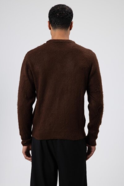 VAMOSCLO oversized Πουλόβερ με μαλακή υφή με λαιμόκοψη καφέ