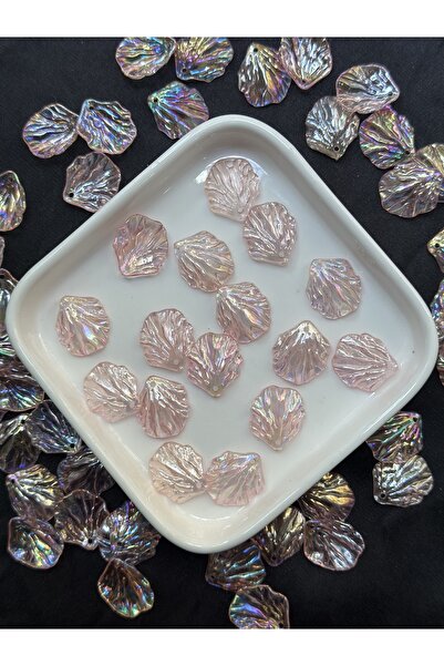 Bijumix Aksesuar 50 Adet Pembe Şeffaf Janjanlı Yaprak Boncuk – 20 mm | Kabuk ...