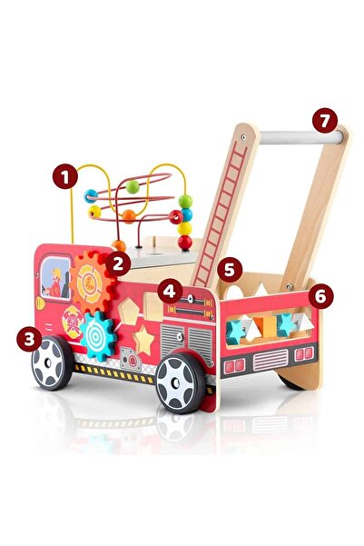 Ricokids Wooden baby walker with Montessori play activities, stable, swivel wheels,...