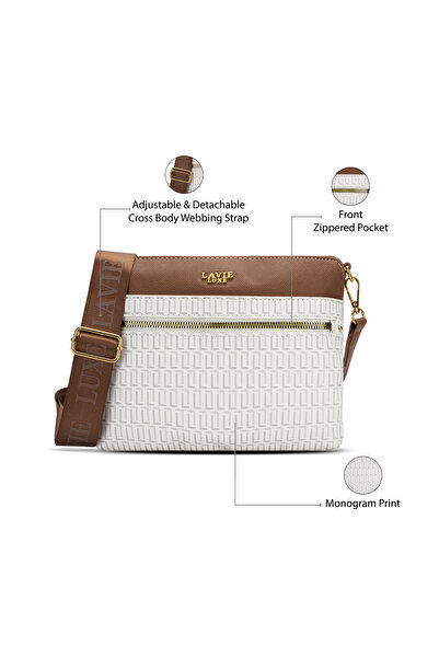 Lavie Luxe Women's Mono Quick25 topzip sling handbag (White)