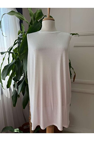 emsale Taşlı Beyaz Tesettür İçlik