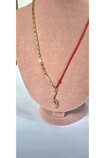 Lion Kırmızı ipli Yıldız taşlı kolye