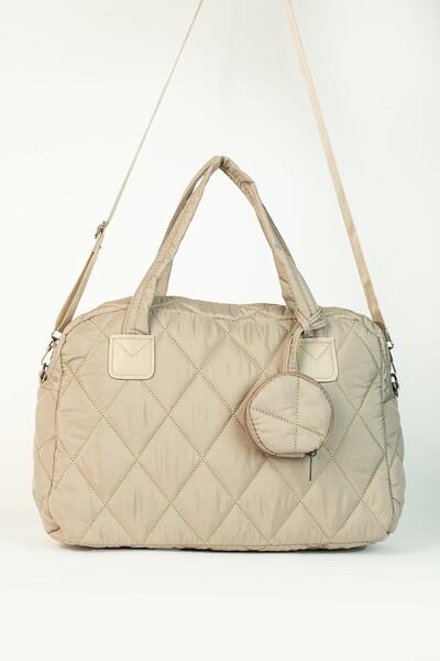 DİYKAYA Kadın Vizon Puf Kapitone Desenli Cüzdanlı Valiz El Ve Omuz Çanta