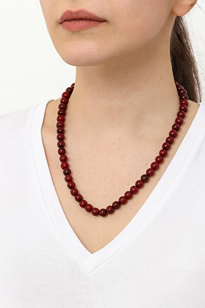 New Obsessions Burgundy Beaded Women's Necklace