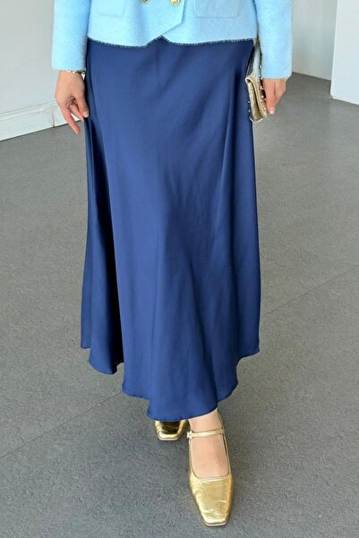 Hazamoda Fusta HM din satin bleumarin